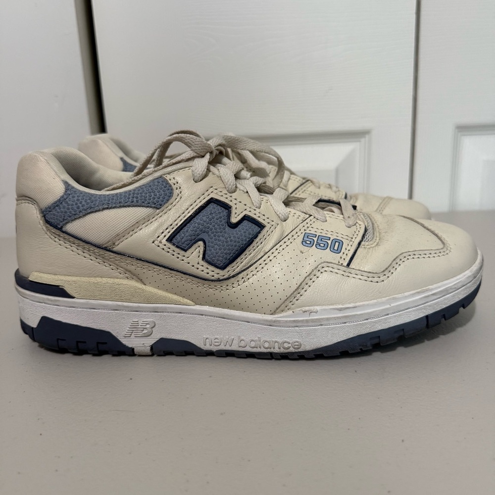 New Balance 550 Vintage Blue Indigo Beige Men’s BB550PLA Sneakers, Size 10 D
